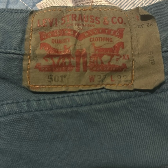 Levi's 501  Mens Jeans Size 32x32 blue Straight Fit Button Fly Denim - Picture 4 of 15